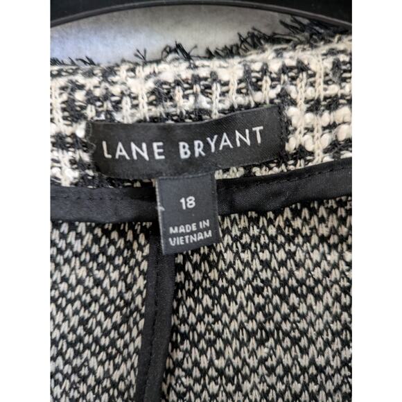 Lane Bryant Tweed Blazer Women's Size 18 Blackβ White Pattern Trim Buttoned Down - Picture 5 of 11